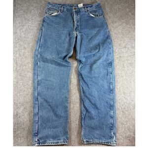 VINTAGE 90s Carhartt Jeans Men Blue Relaxed Fit Flannel Lined Straight Leg 38x32